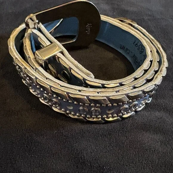 Kippys cowgirl glitter light blue leather rhinestone belt, 32 - Picture 2 of 7